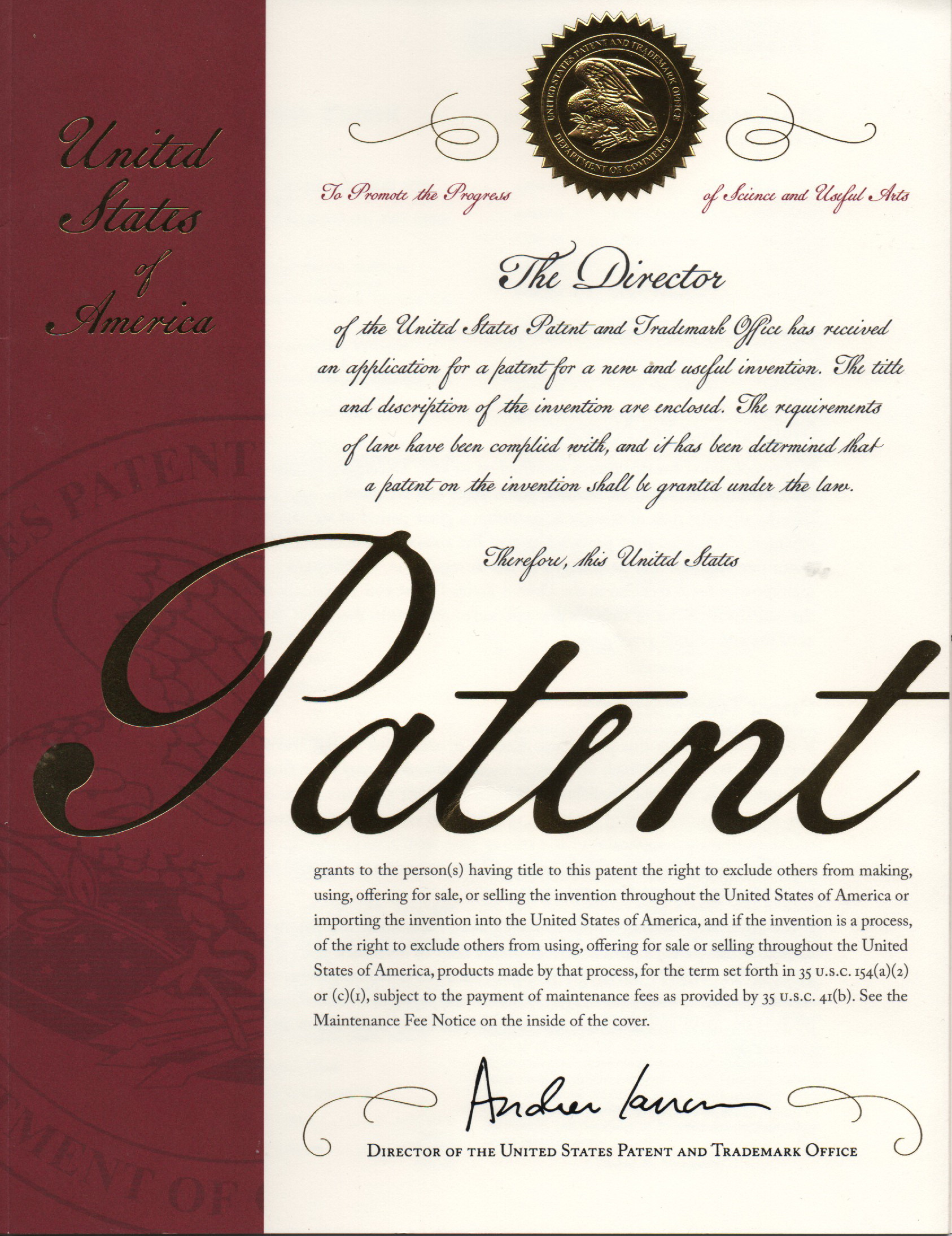 073. Patent No. US
